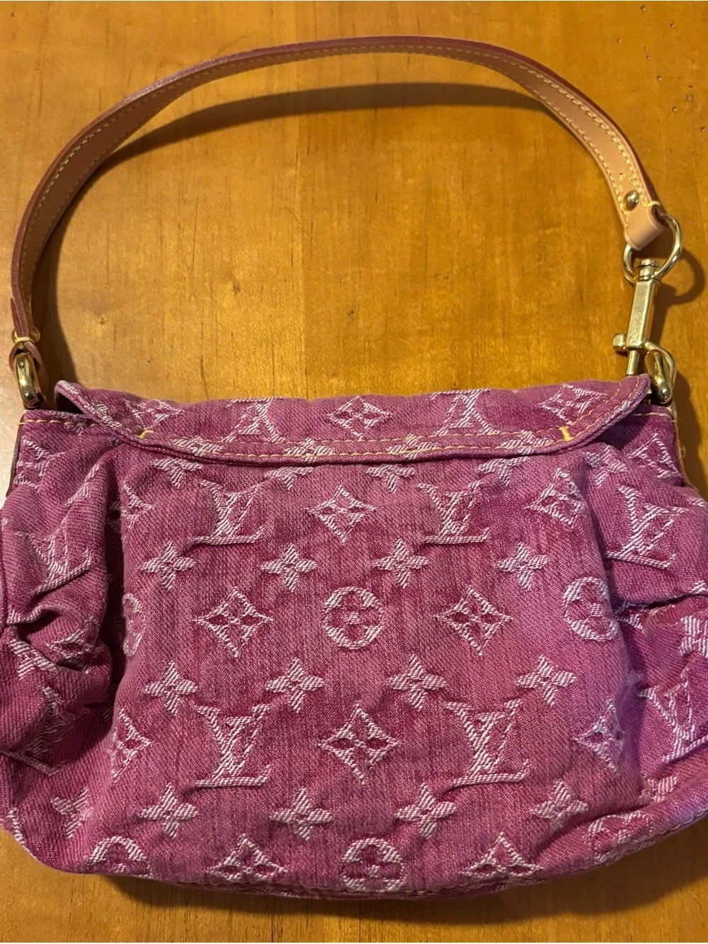 Louis Vuitton Pinky Monogram Denim Shoulder Bag with Scarf Accent M95216